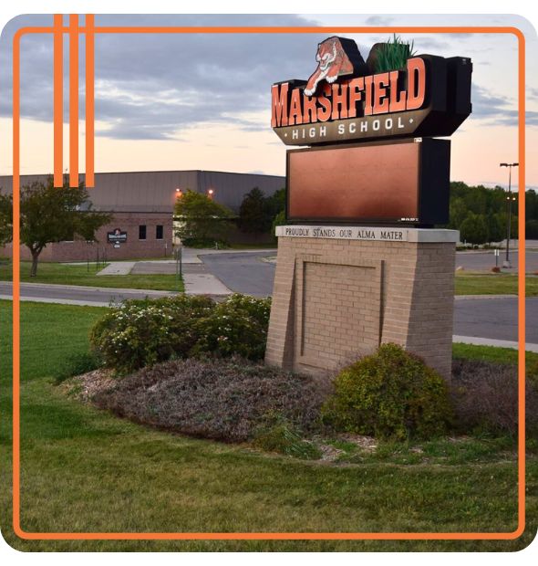 Exterior of Marshfield High School Building 